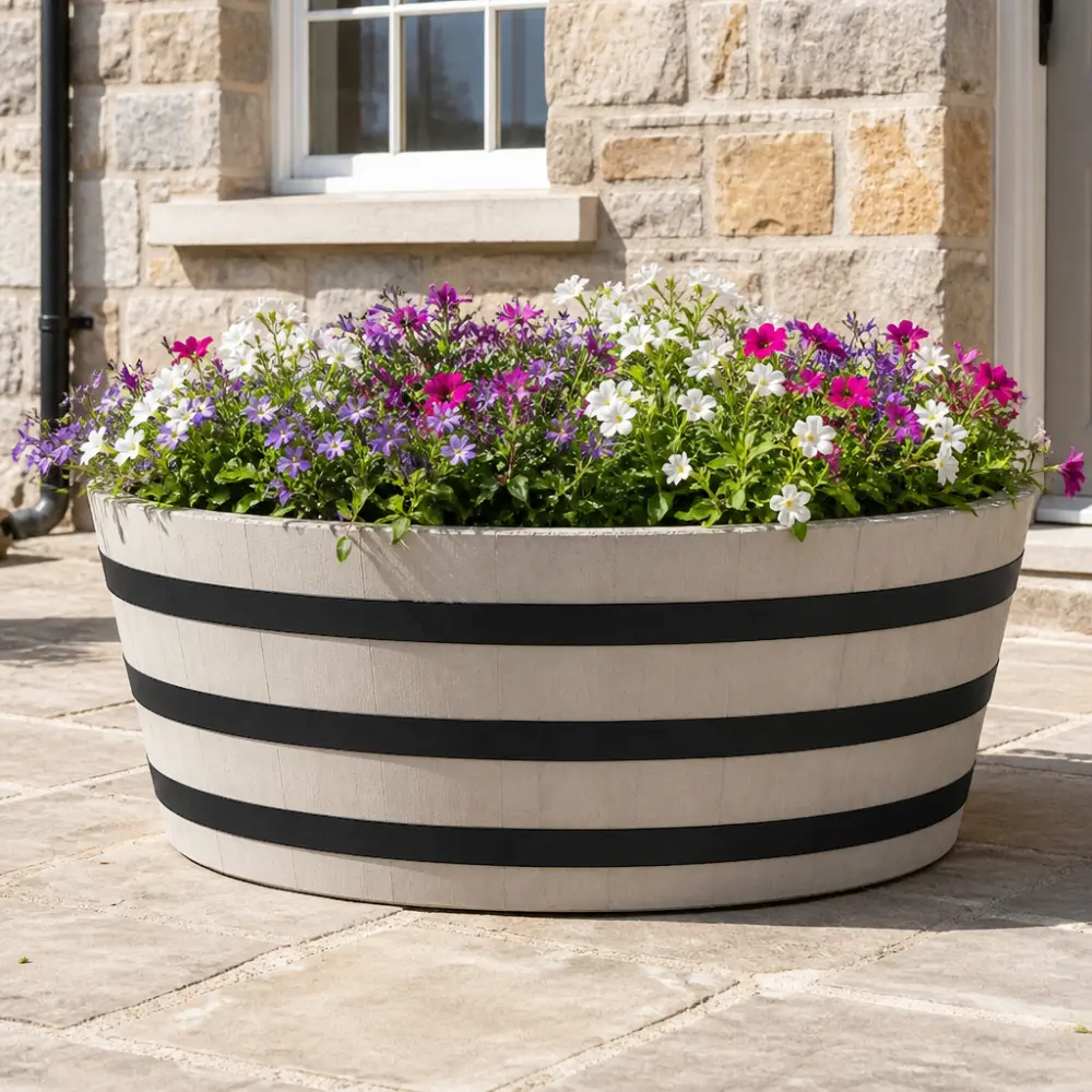 Rustic Oak Barrel Tree / Herb / Bedding Planter - Image 5