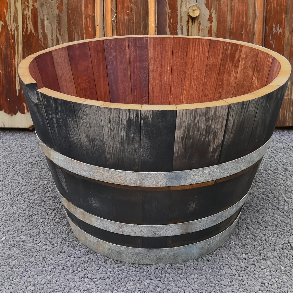 Rustic Oak Barrel Tree / Herb / Bedding Planter - Image 54