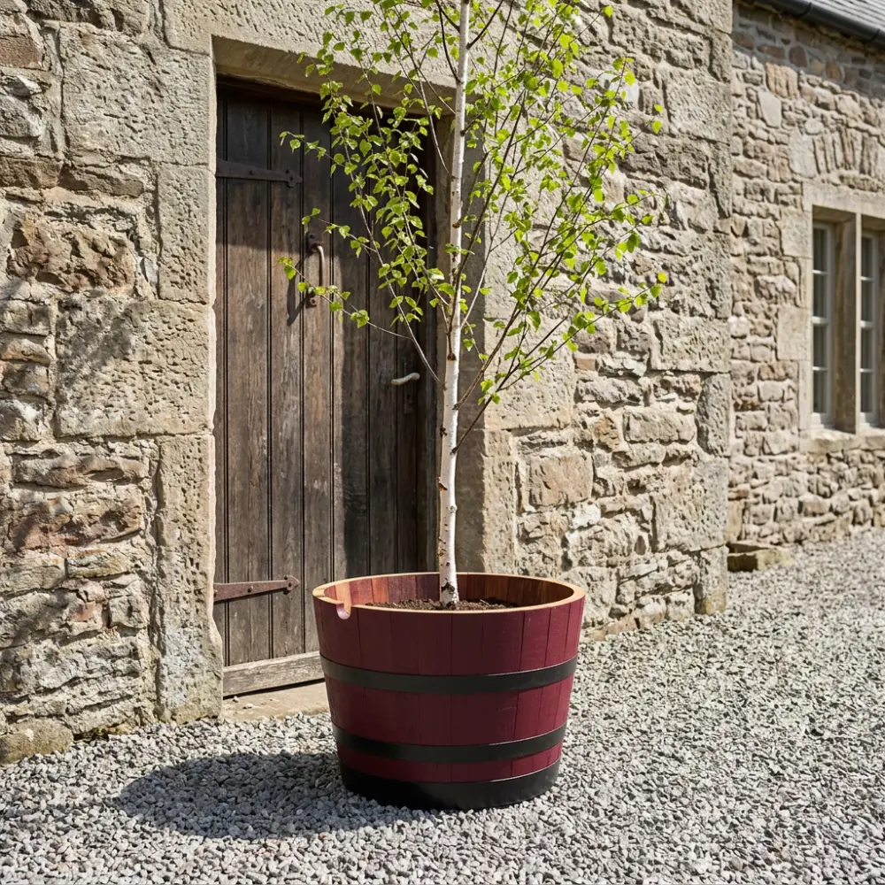 Rustic Oak Barrel Tree / Herb / Bedding Planter - Image 56