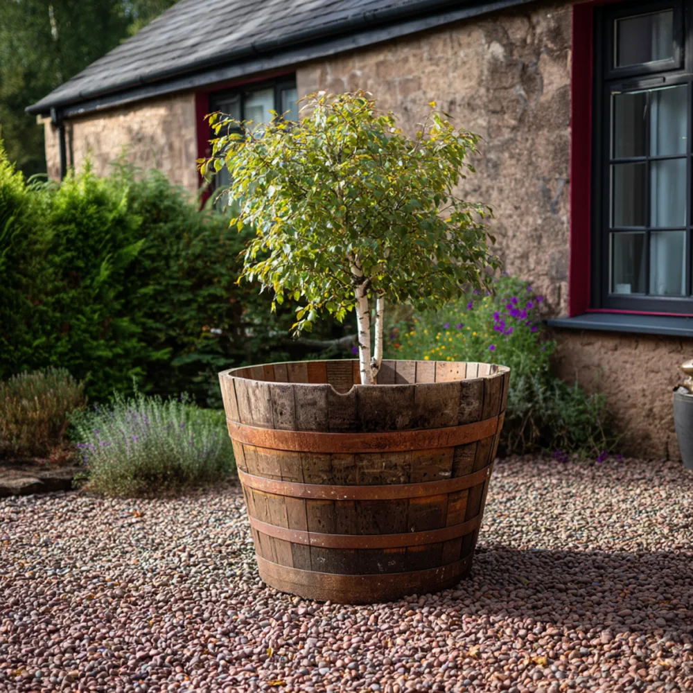 Rustic Oak Barrel Tree / Herb / Bedding Planter - Image 73