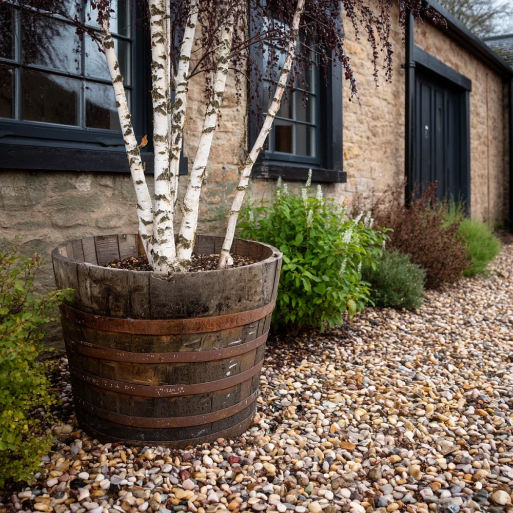 Rustic Oak Barrel Tree / Herb / Bedding Planter - Image 74