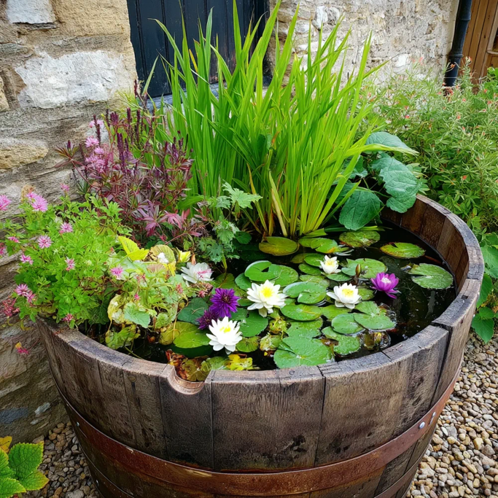 Rustic Oak Barrel Tree / Herb / Bedding Planter - Image 75