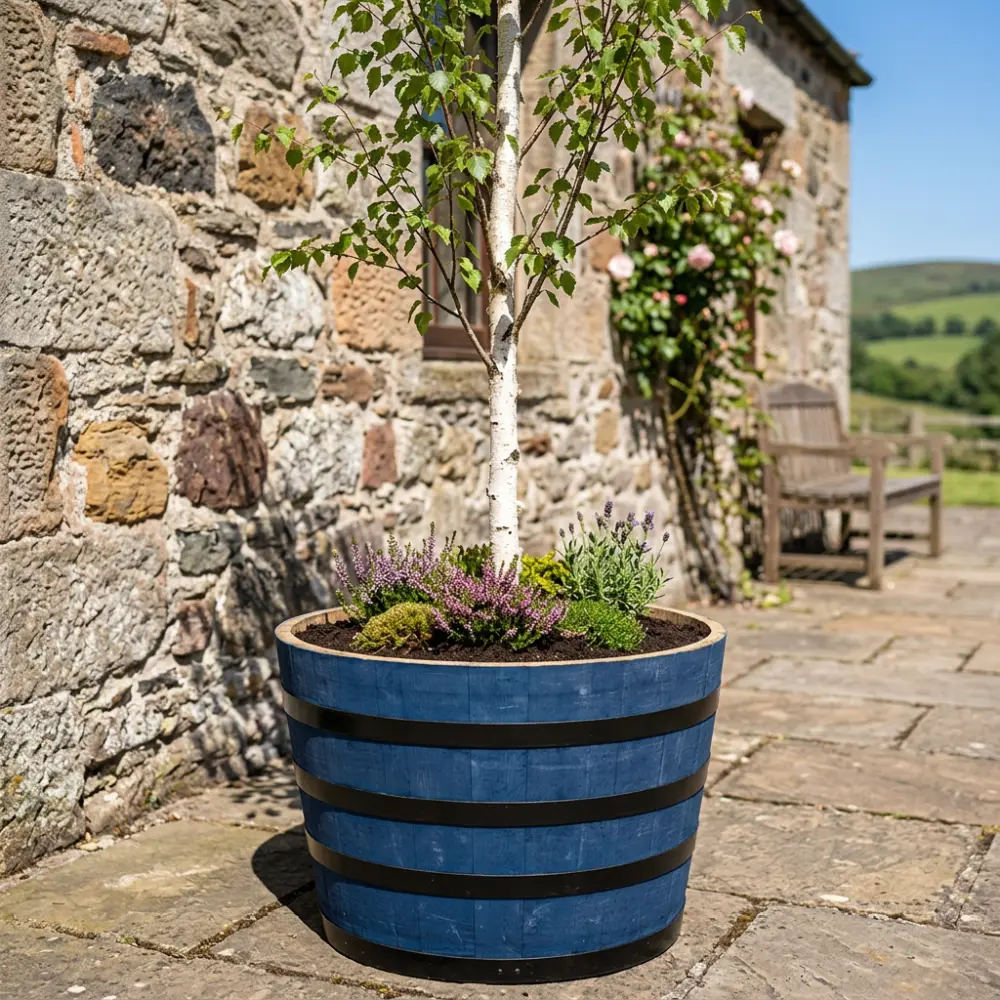 Rustic Oak Barrel Tree / Herb / Bedding Planter - Image 86
