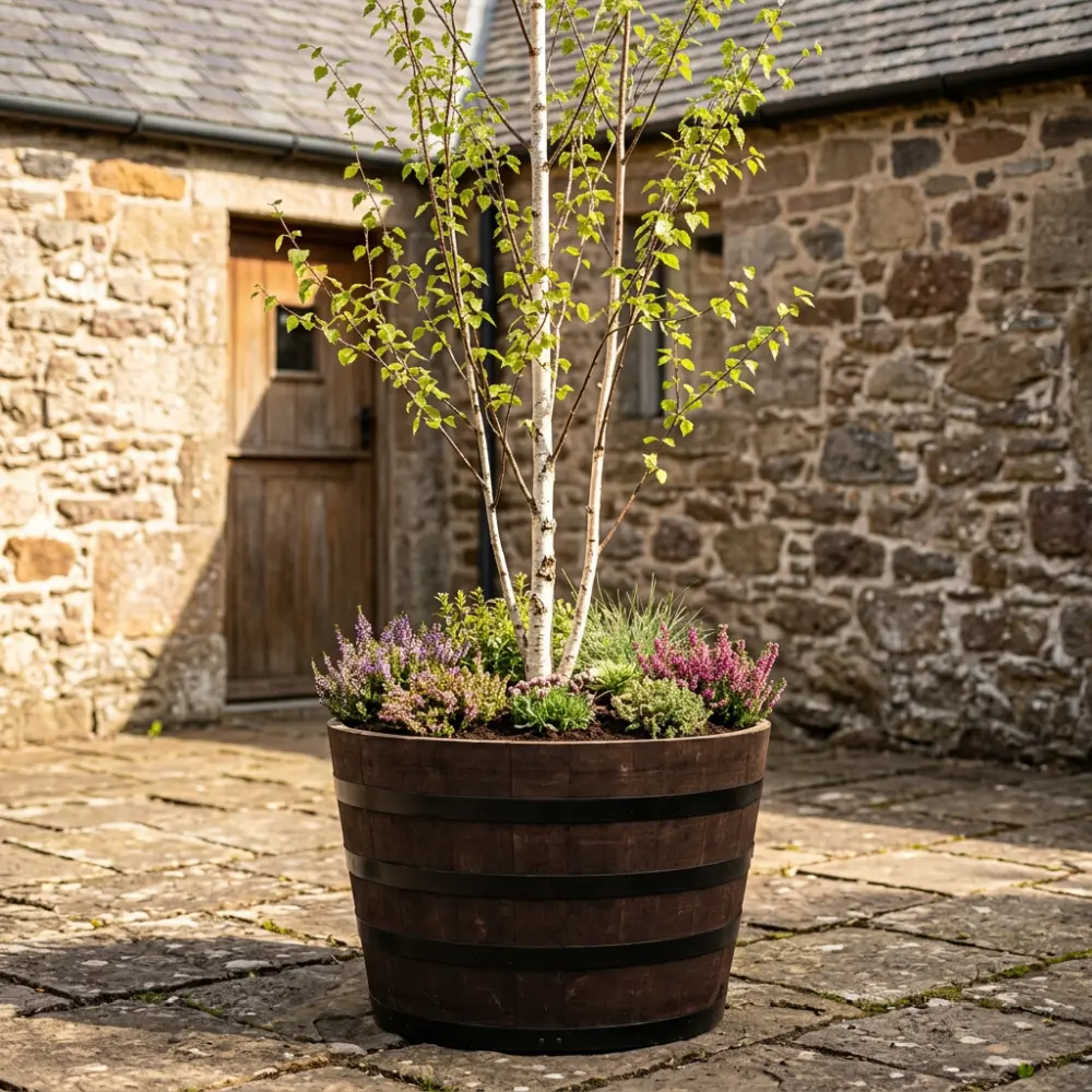 Rustic Oak Barrel Tree / Herb / Bedding Planter - Image 88