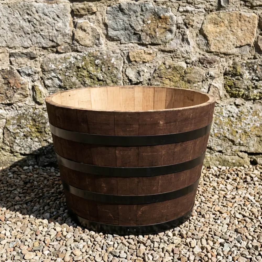 Rustic Oak Barrel Tree / Herb / Bedding Planter - Image 89