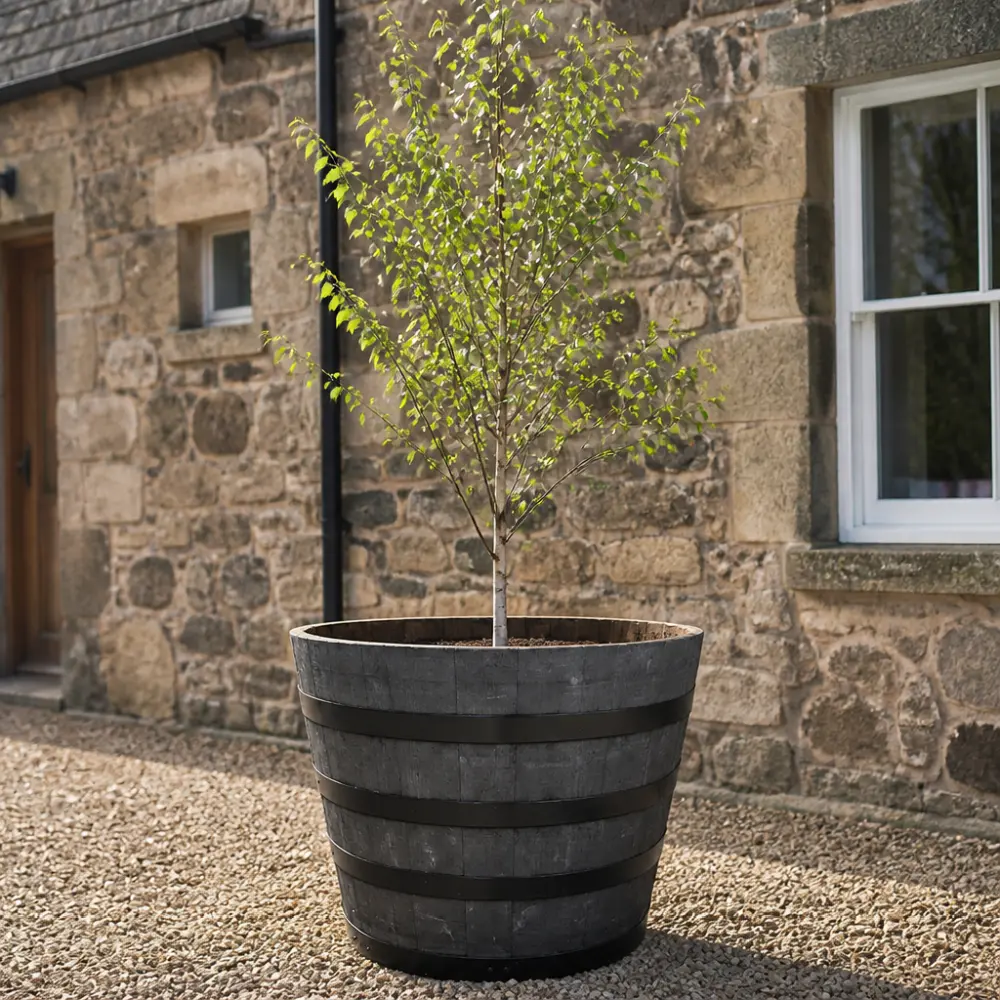 Rustic Oak Barrel Tree / Herb / Bedding Planter - Image 90