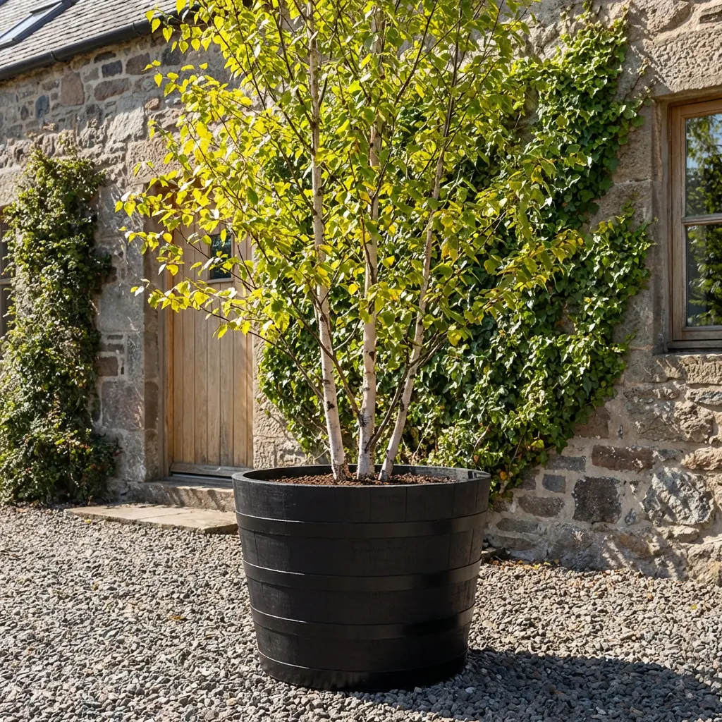 Rustic Oak Barrel Tree / Herb / Bedding Planter - Image 97
