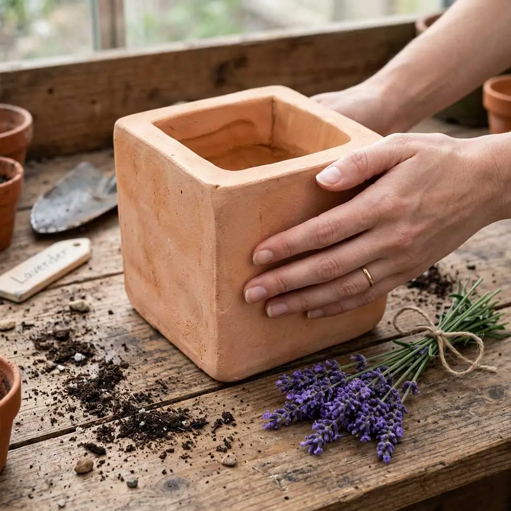 Rustic Terracotta Cube Planter - Image 12