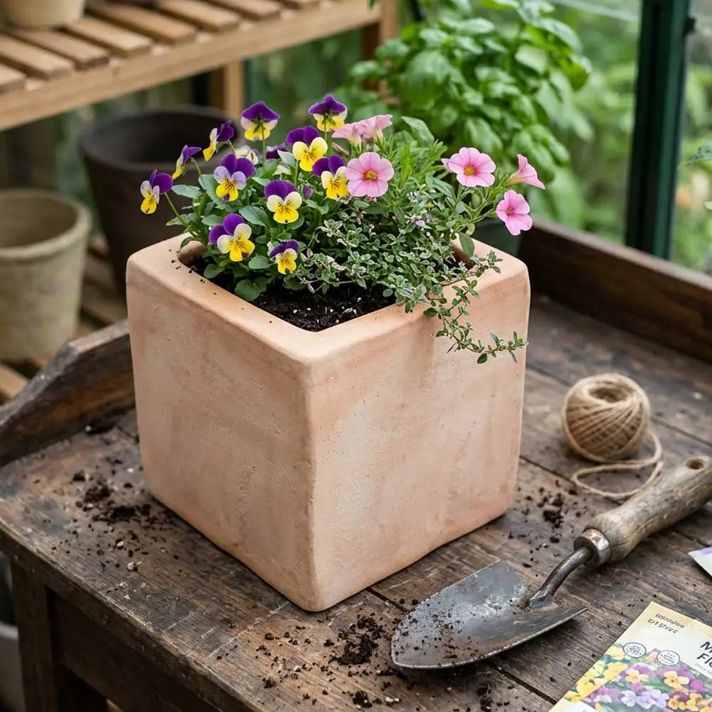 Rustic Terracotta Cube Planter - Image 13