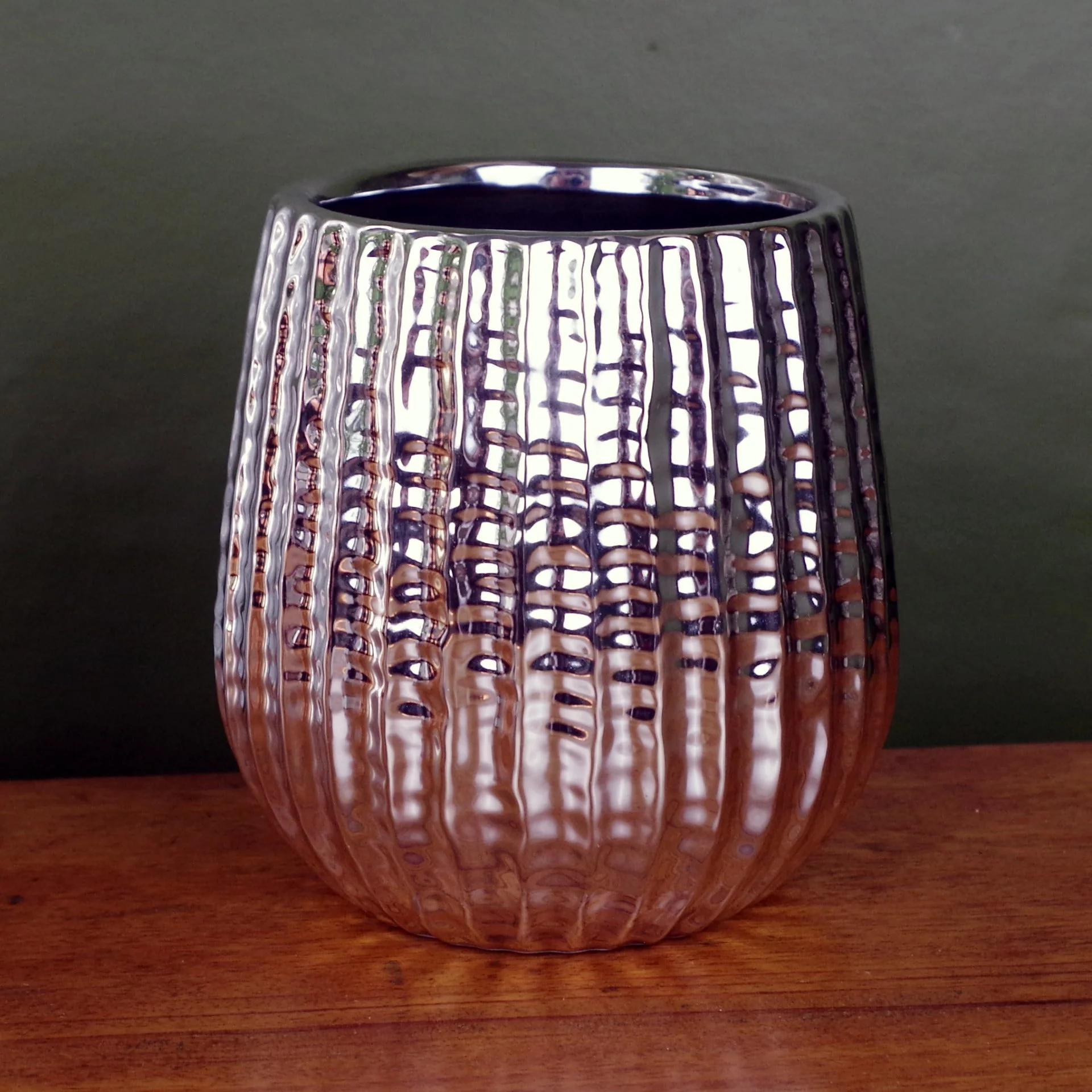 Silver Ceramic Planter Plant Pot