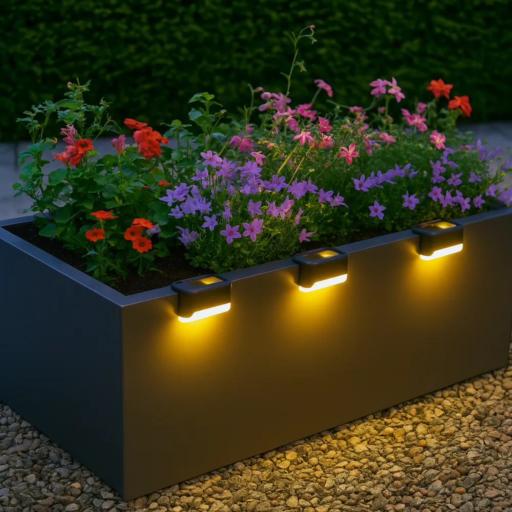 Black Solar Planter/Fence Lights with Automatic Sensor - Image 2