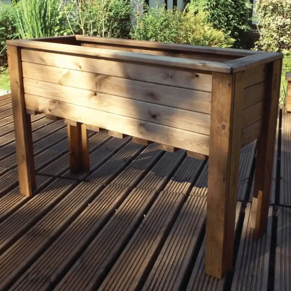 Standing Redwood Wooden Trough Planter - Image 3