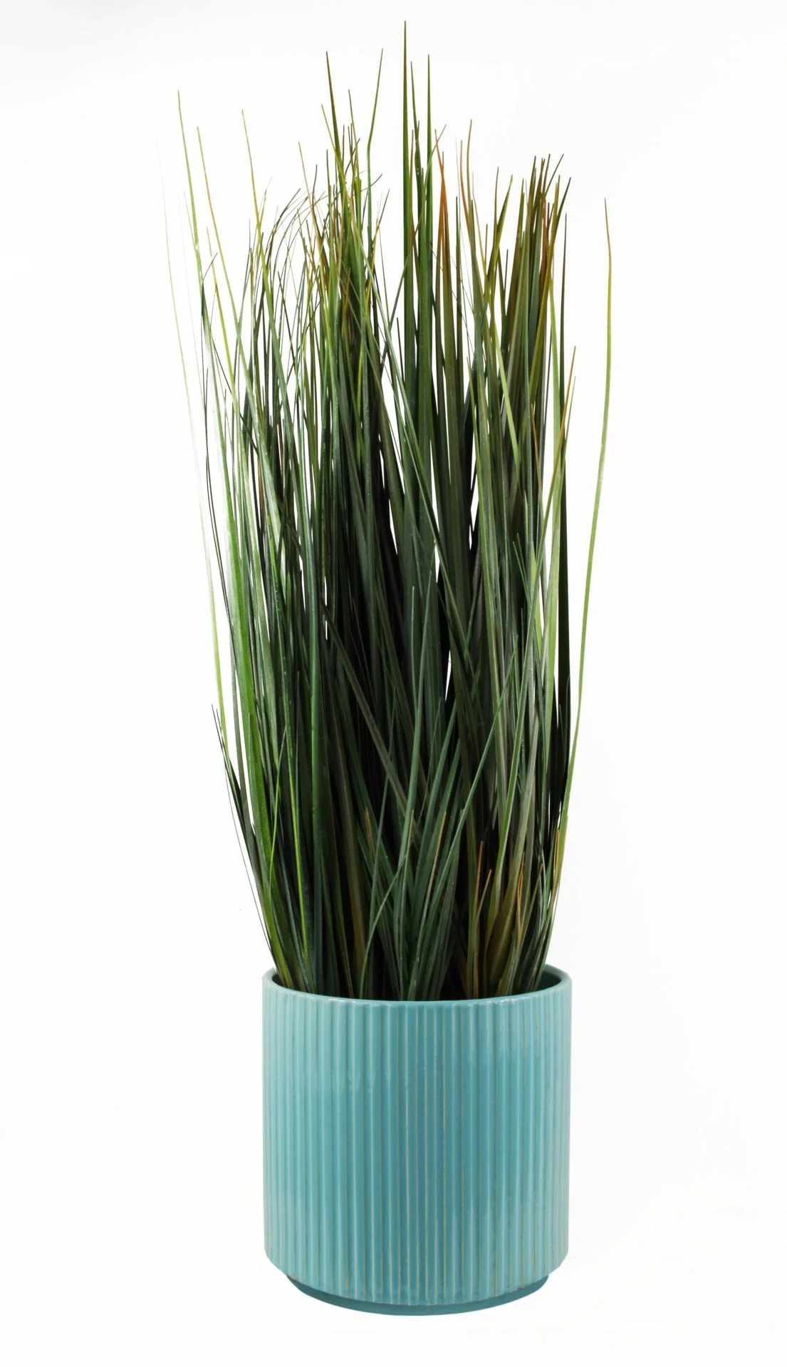 Turquoise Blue Ribbed Ceramic Plant Pot 16 x 16 x 15cm - Image 2
