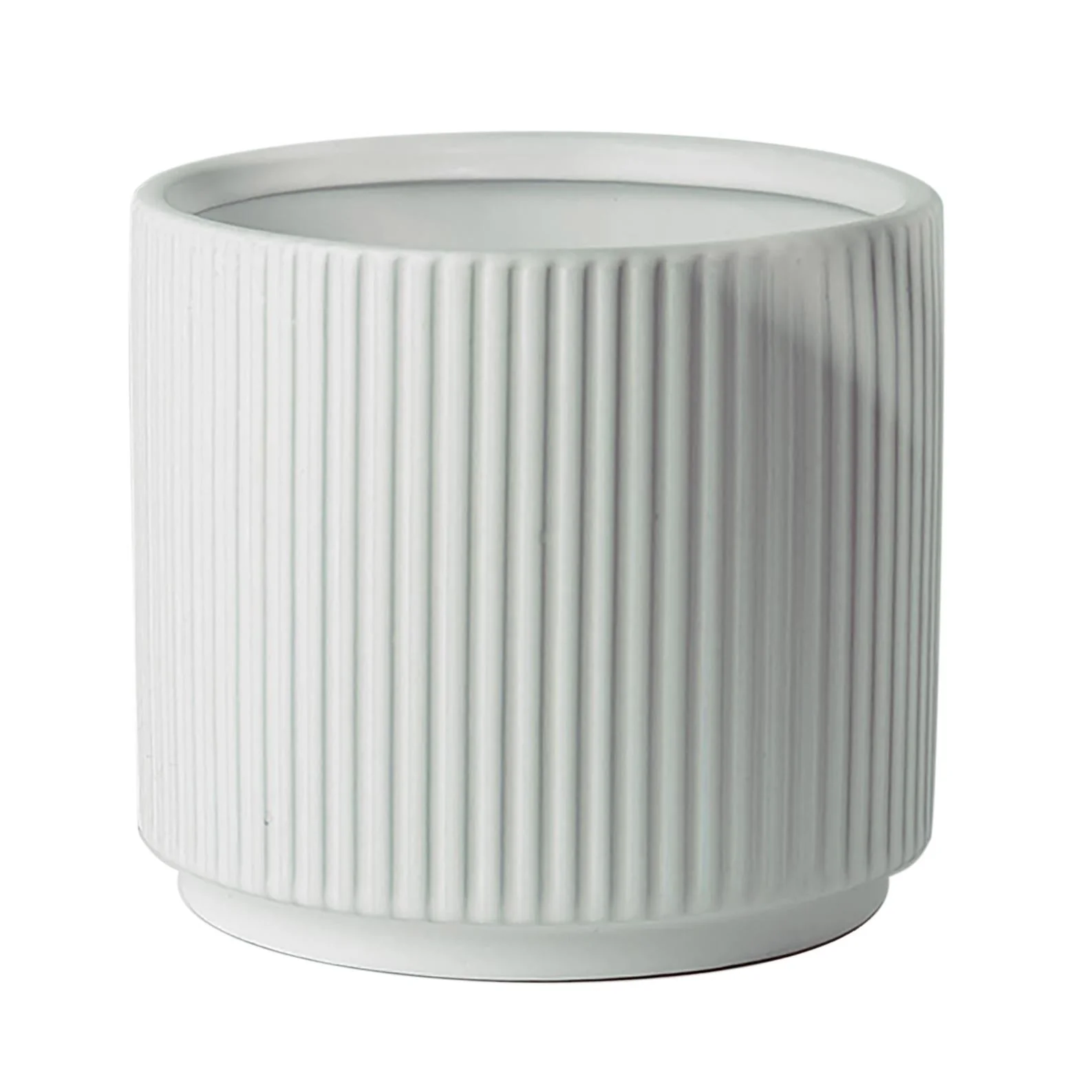 White Ribbed Ceramic Plant Pot 16 x 16 x 15cm