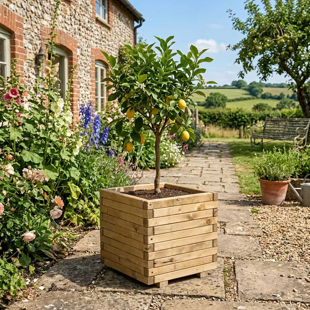 Wooden Pine Raised Cube Planter - Image 2