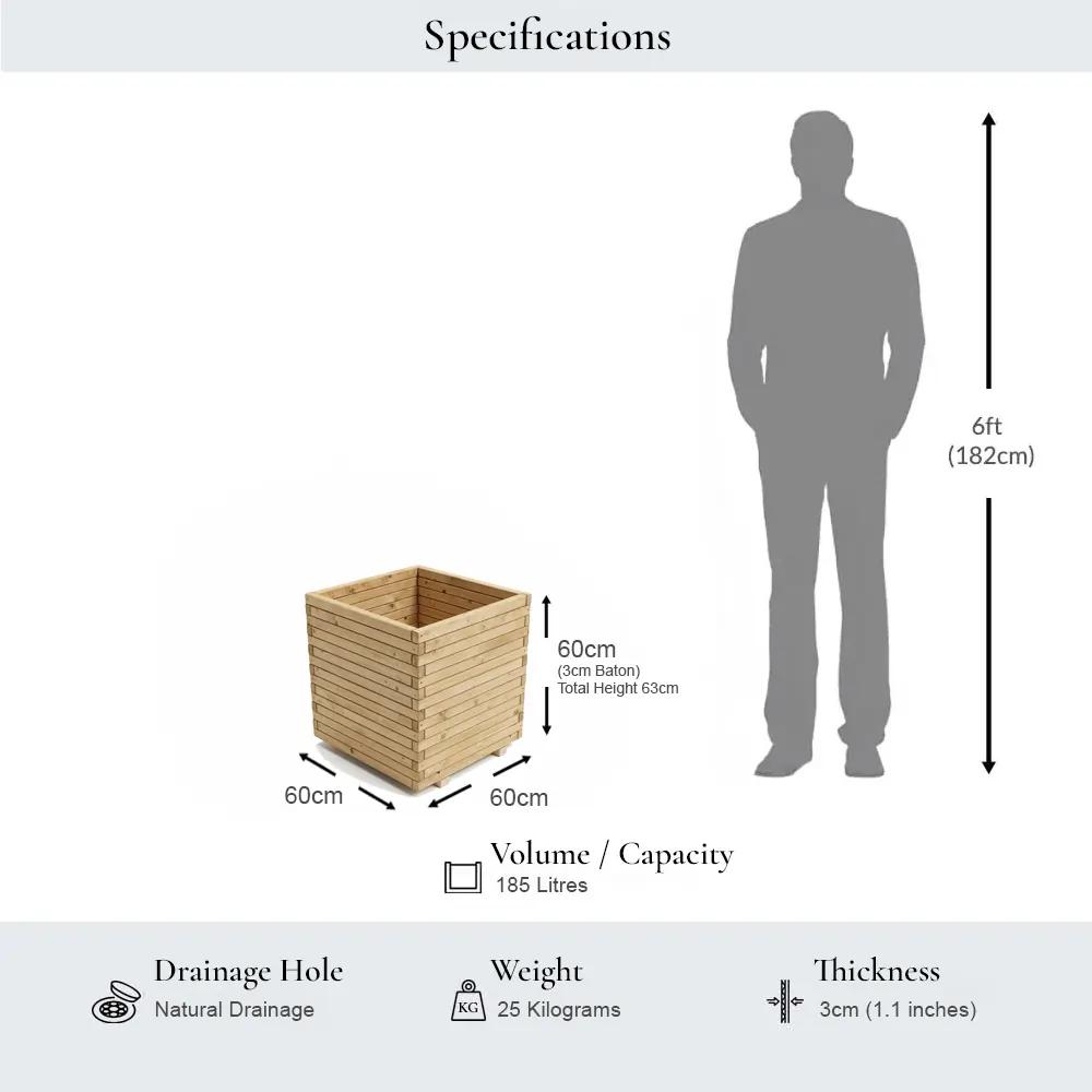 Wooden Pine Raised Cube Planter - Image 4