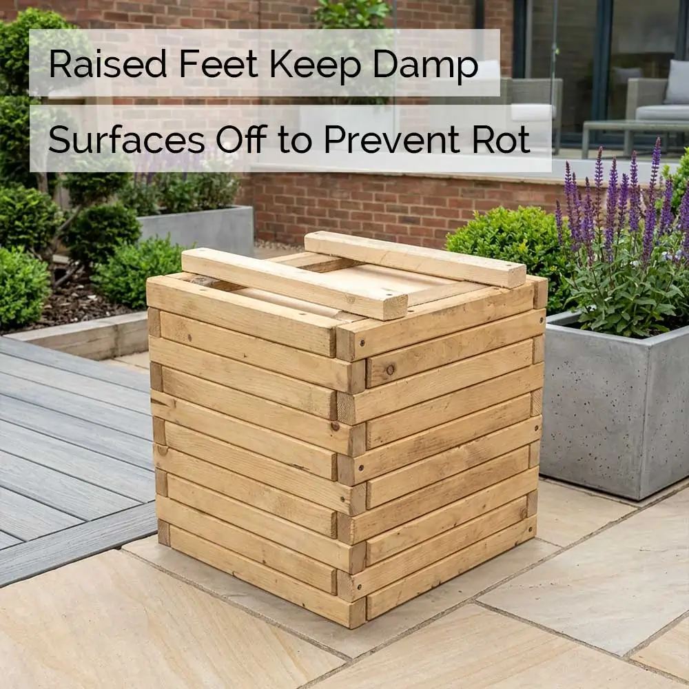 Wooden Pine Raised Cube Planter - Image 9