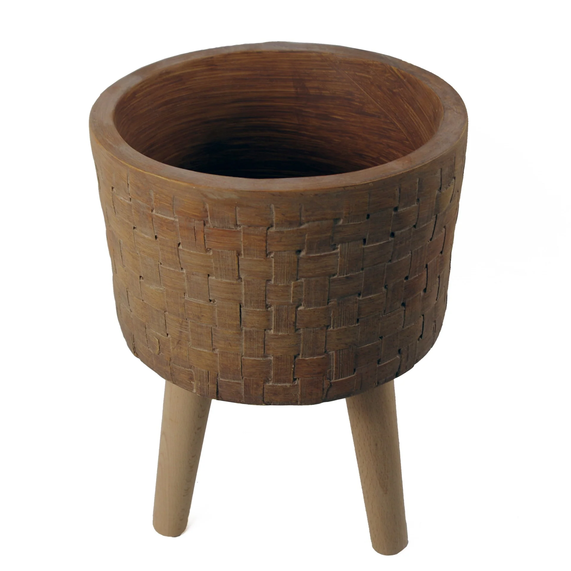Woven Effect Composite Planter with Stand - Image 3