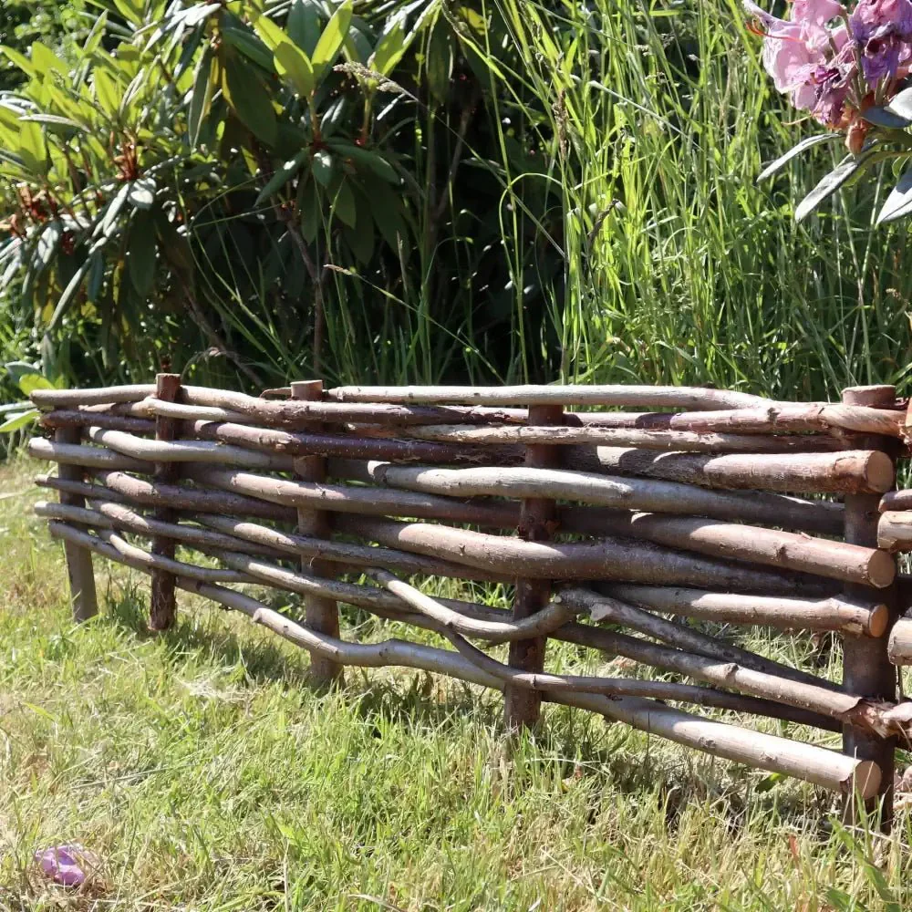 Woven Hazel Hurdle Lawn Edging – 22cm Height - Image 6