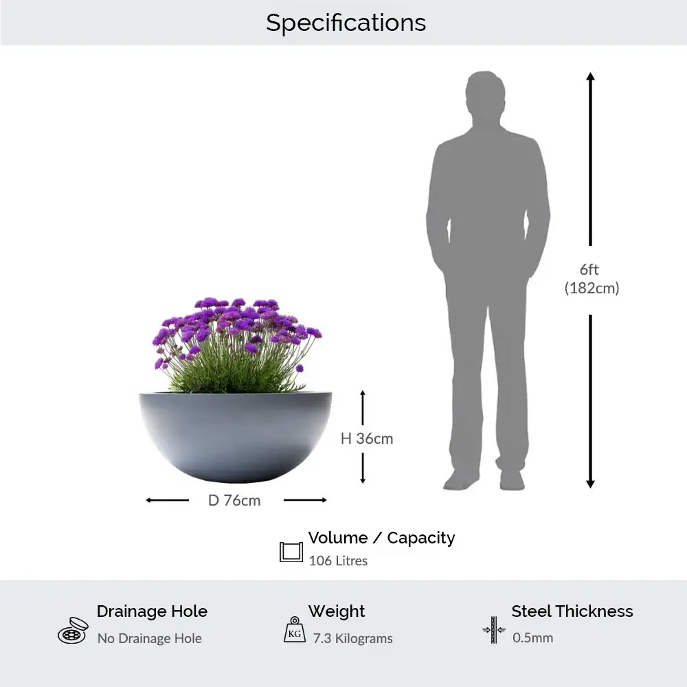Zinc Galvanised Bowl Planter - Image 33