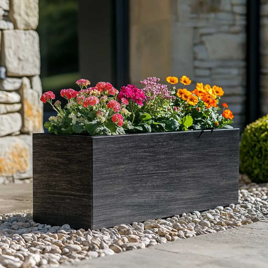 Zinc Galvanised Brushed Hand Finished Trough Metal Planter - Image 8