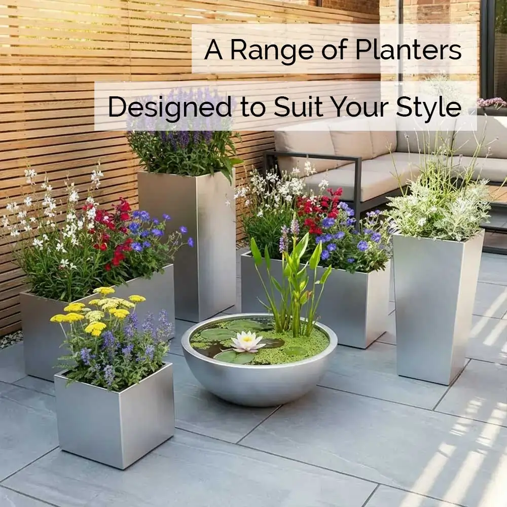 Zinc Galvanised Tall Square Planter - Image 105