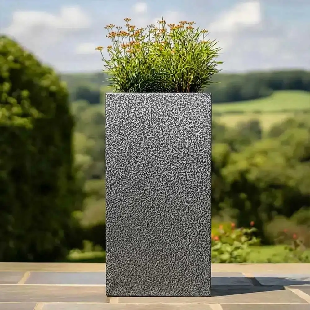Zinc Galvanised Tall Square Planter - Image 127