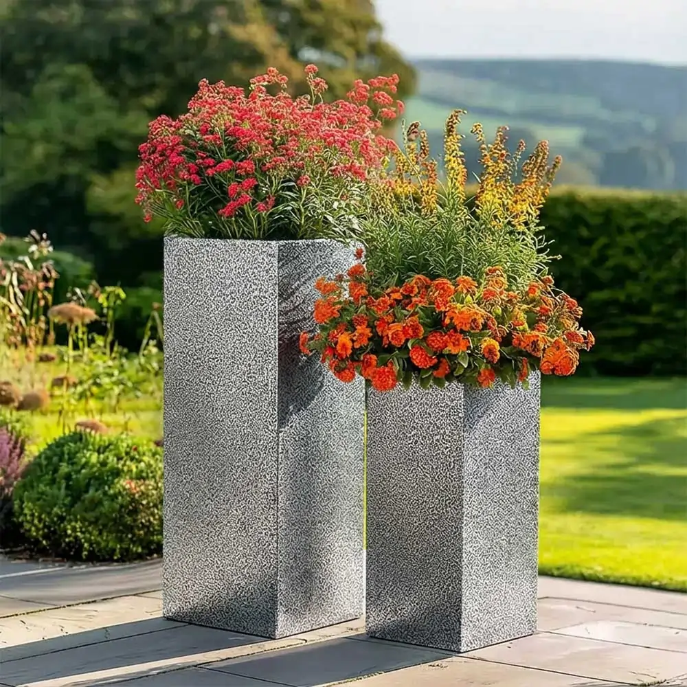 Zinc Galvanised Tall Square Planter - Image 129