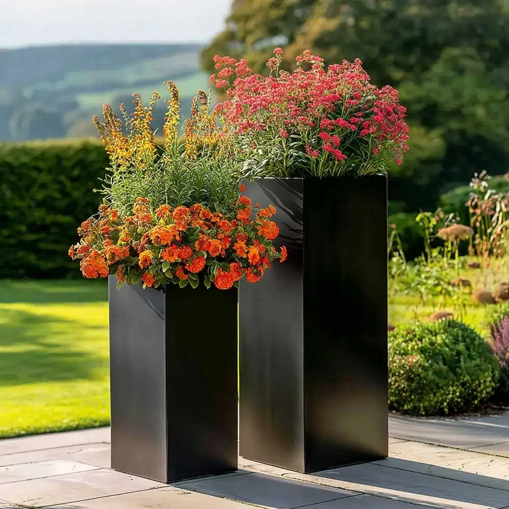 Zinc Galvanised Tall Square Planter - Image 13