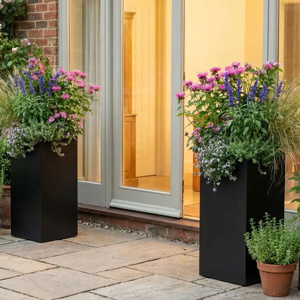 Zinc Galvanised Tall Square Planter - Image 14