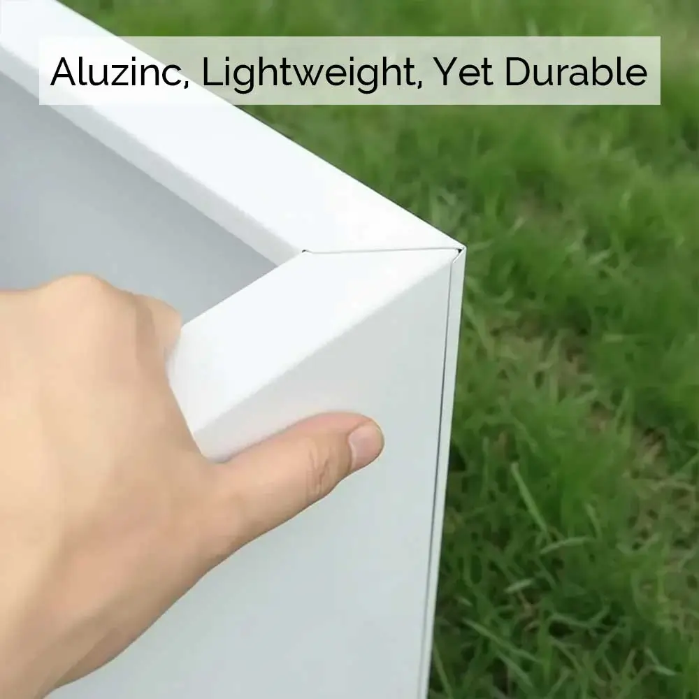 Zinc Galvanised Tall Square Planter - Image 142