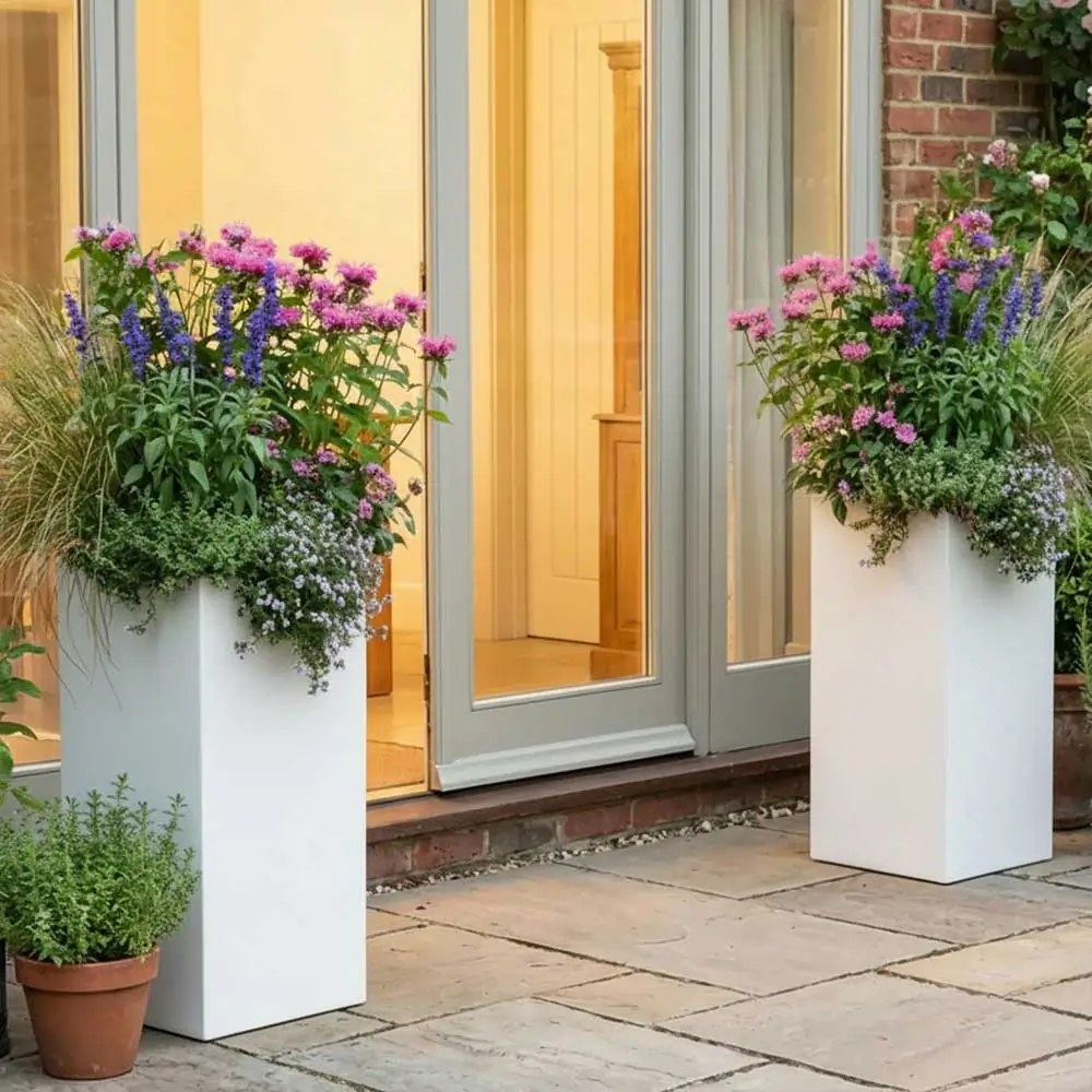 Zinc Galvanised Tall Square Planter - Image 146