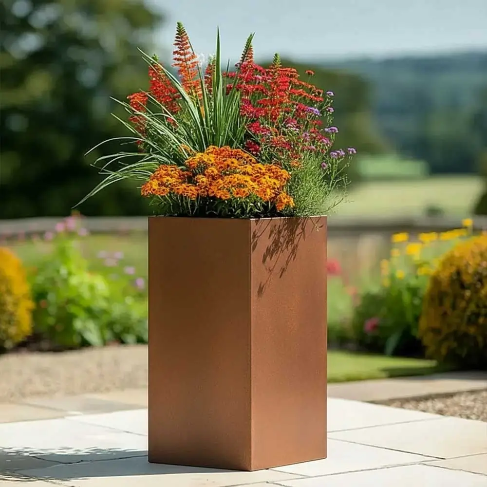 Zinc Galvanised Tall Square Planter - Image 19