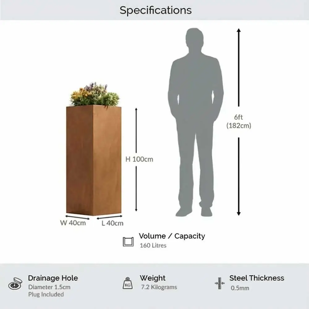 Zinc Galvanised Tall Square Planter - Image 23