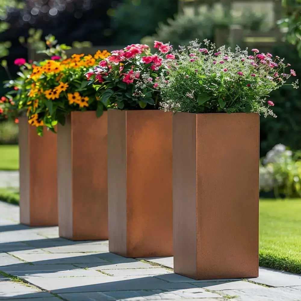 Zinc Galvanised Tall Square Planter - Image 35