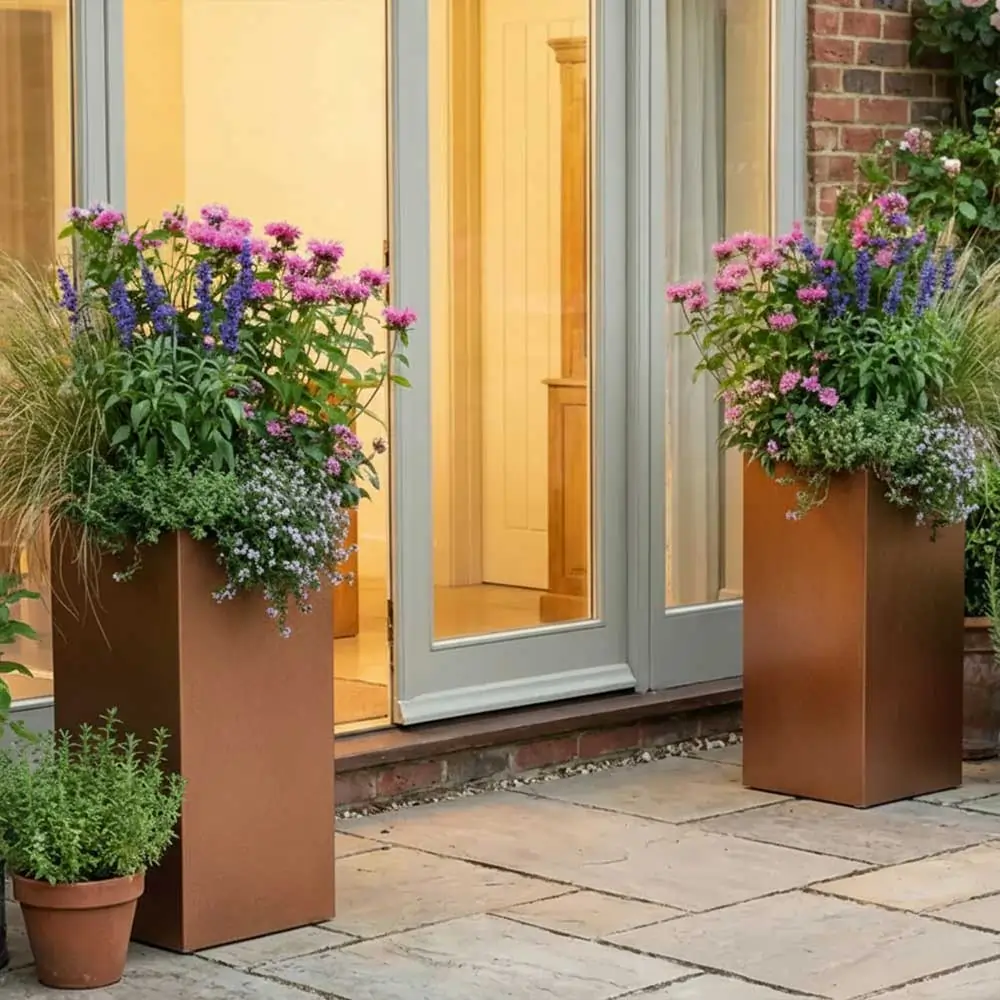 Zinc Galvanised Tall Square Planter - Image 37