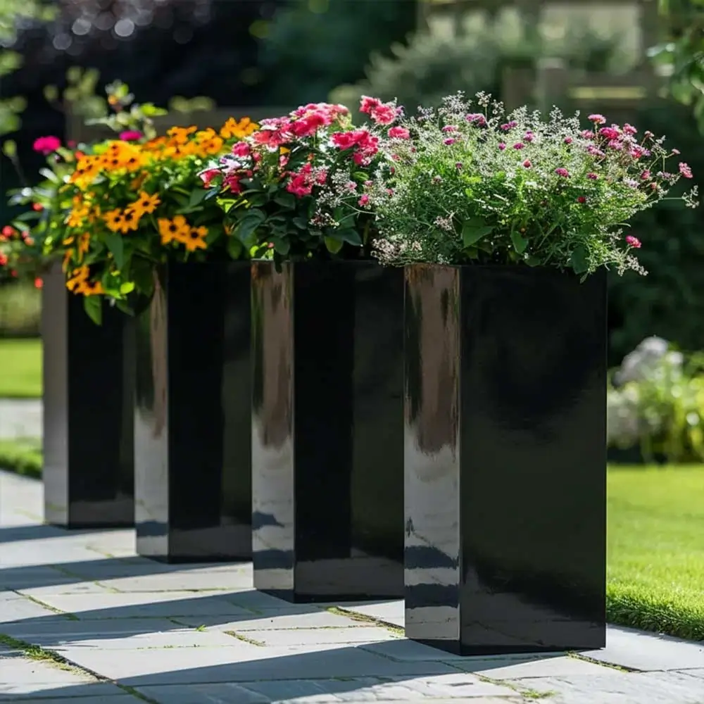 Zinc Galvanised Tall Square Planter - Image 38