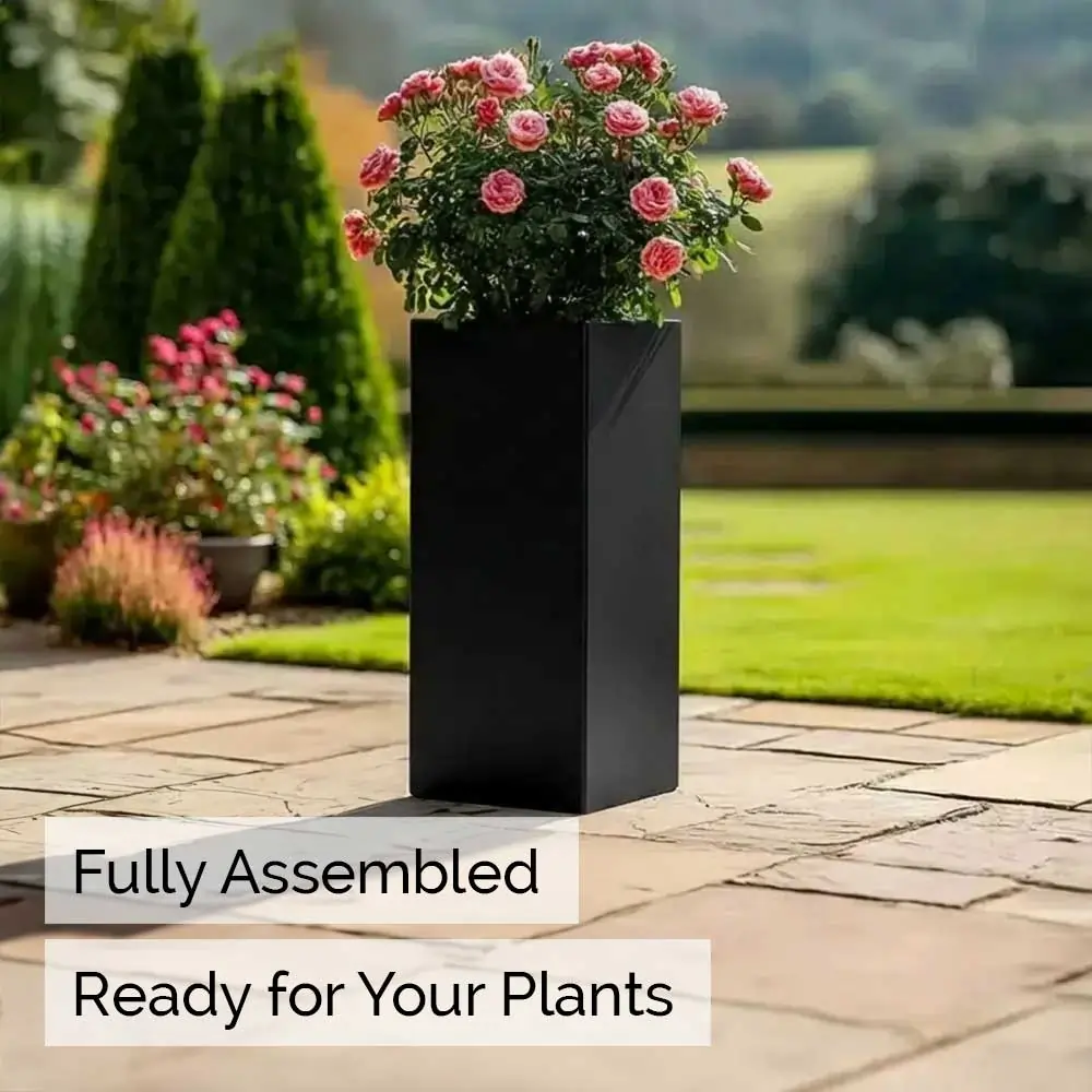 Zinc Galvanised Tall Square Planter - Image 6