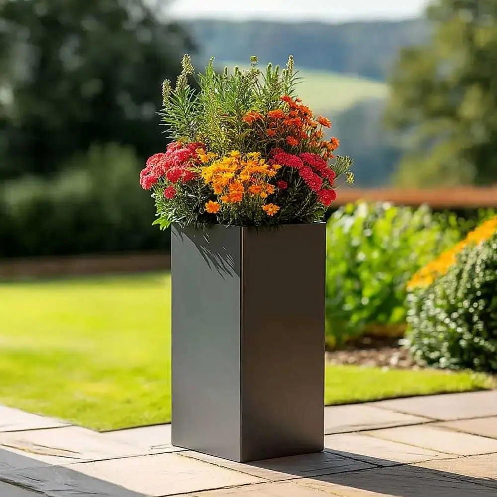 Zinc Galvanised Tall Square Planter - Image 70