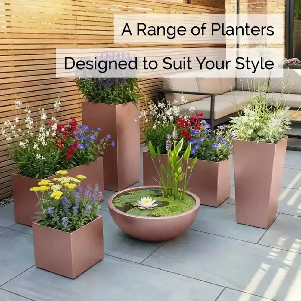Zinc Galvanised Tall Square Planter - Image 87