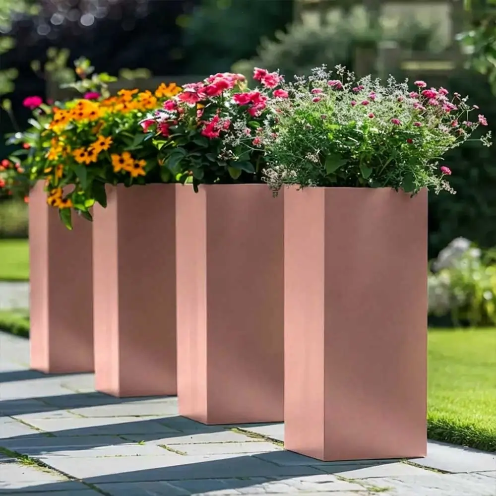 Zinc Galvanised Tall Square Planter - Image 88