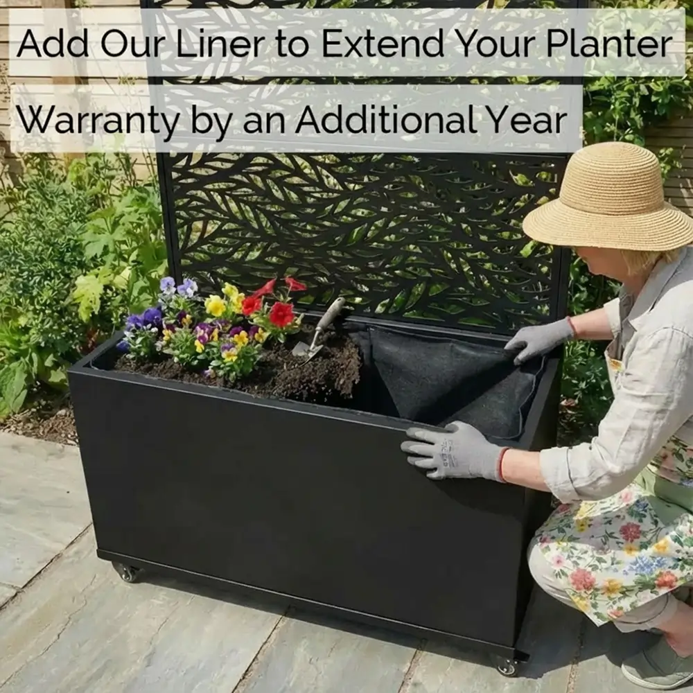 Zinc Galvanised Metal Trellis Planter with Wheels - Image 19