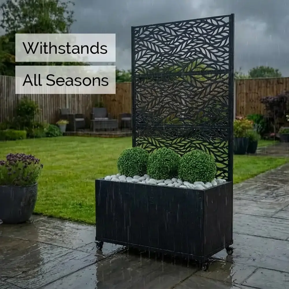 Zinc Galvanised Metal Trellis Planter with Wheels - Image 20