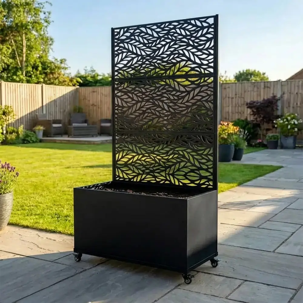 Zinc Galvanised Metal Trellis Planter with Wheels - Image 27