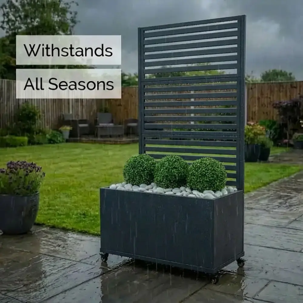 Zinc Galvanised Metal Trellis Planter with Wheels - Image 37