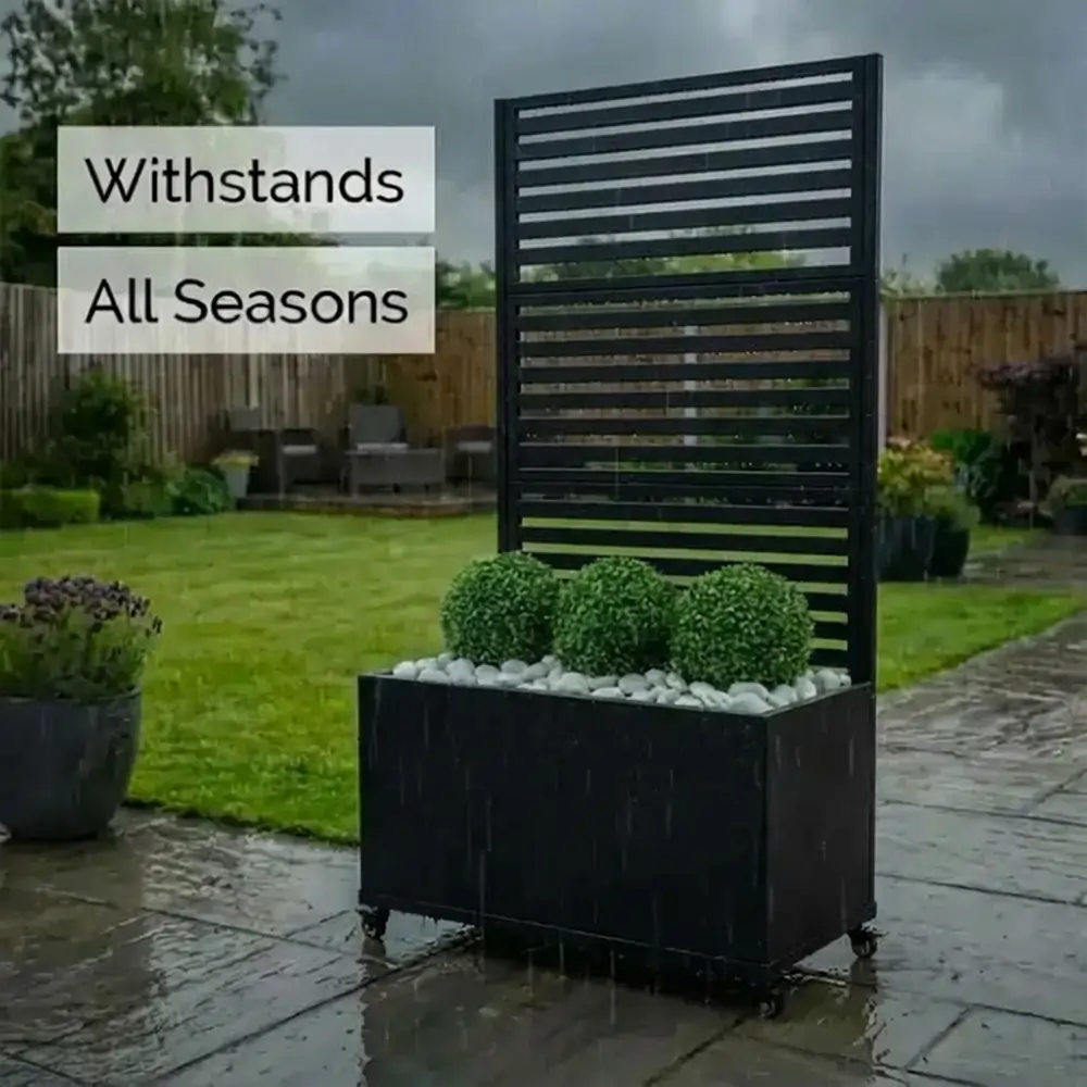 Zinc Galvanised Metal Trellis Planter with Wheels - Image 51