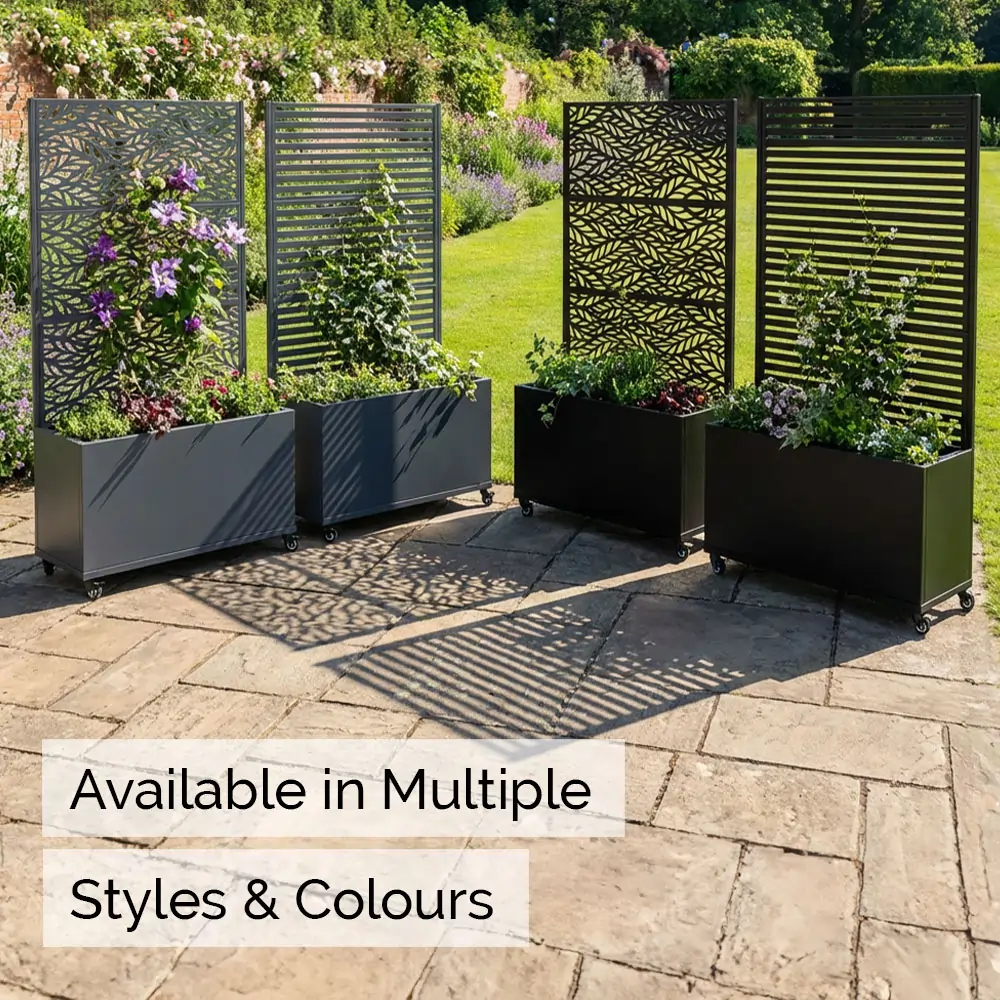 Zinc Galvanised Metal Trellis Planter with Wheels - Image 53