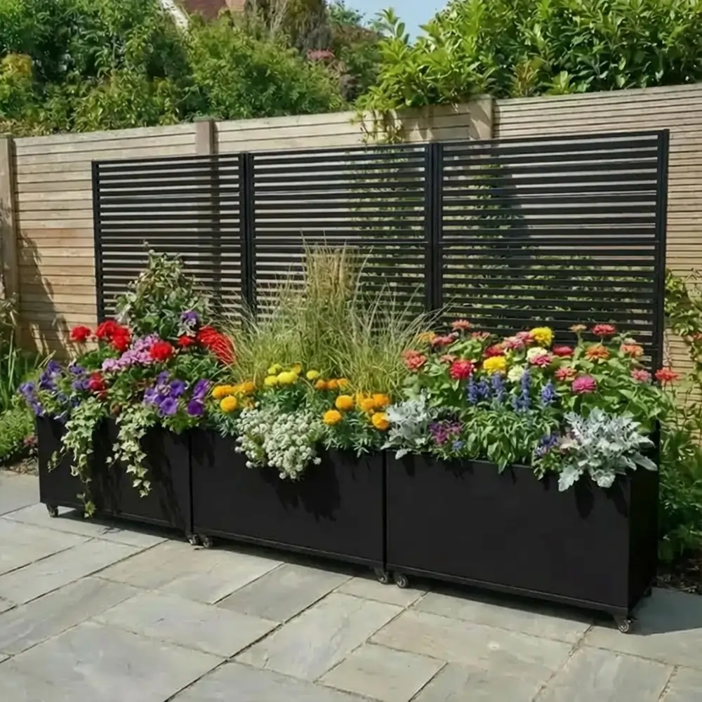 Zinc Galvanised Metal Trellis Planter with Wheels - Image 57