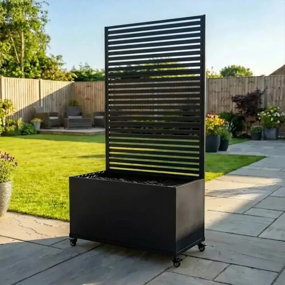 Zinc Galvanised Metal Trellis Planter with Wheels - Image 59