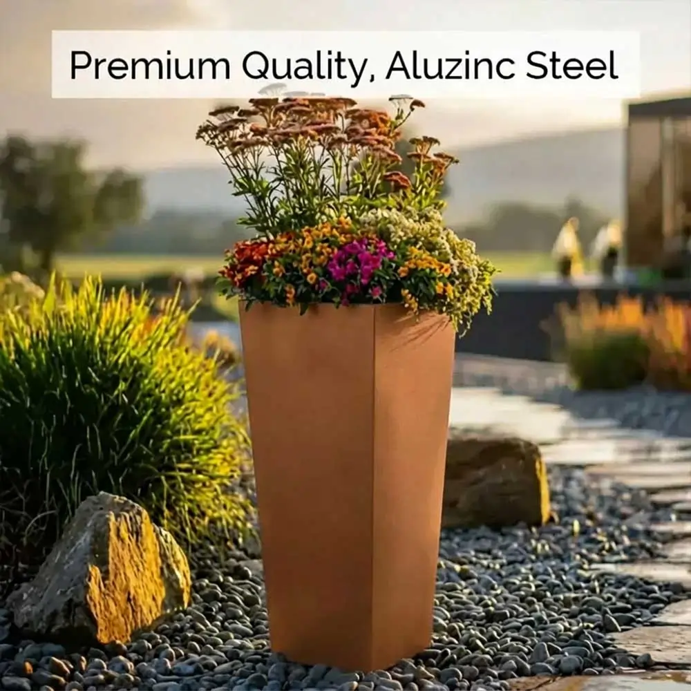 Zinc Galvanised Tapered Square Planter - Image 20